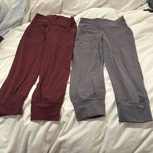 2 pairs of lululemon align joggers, size 4, maroon and light grey